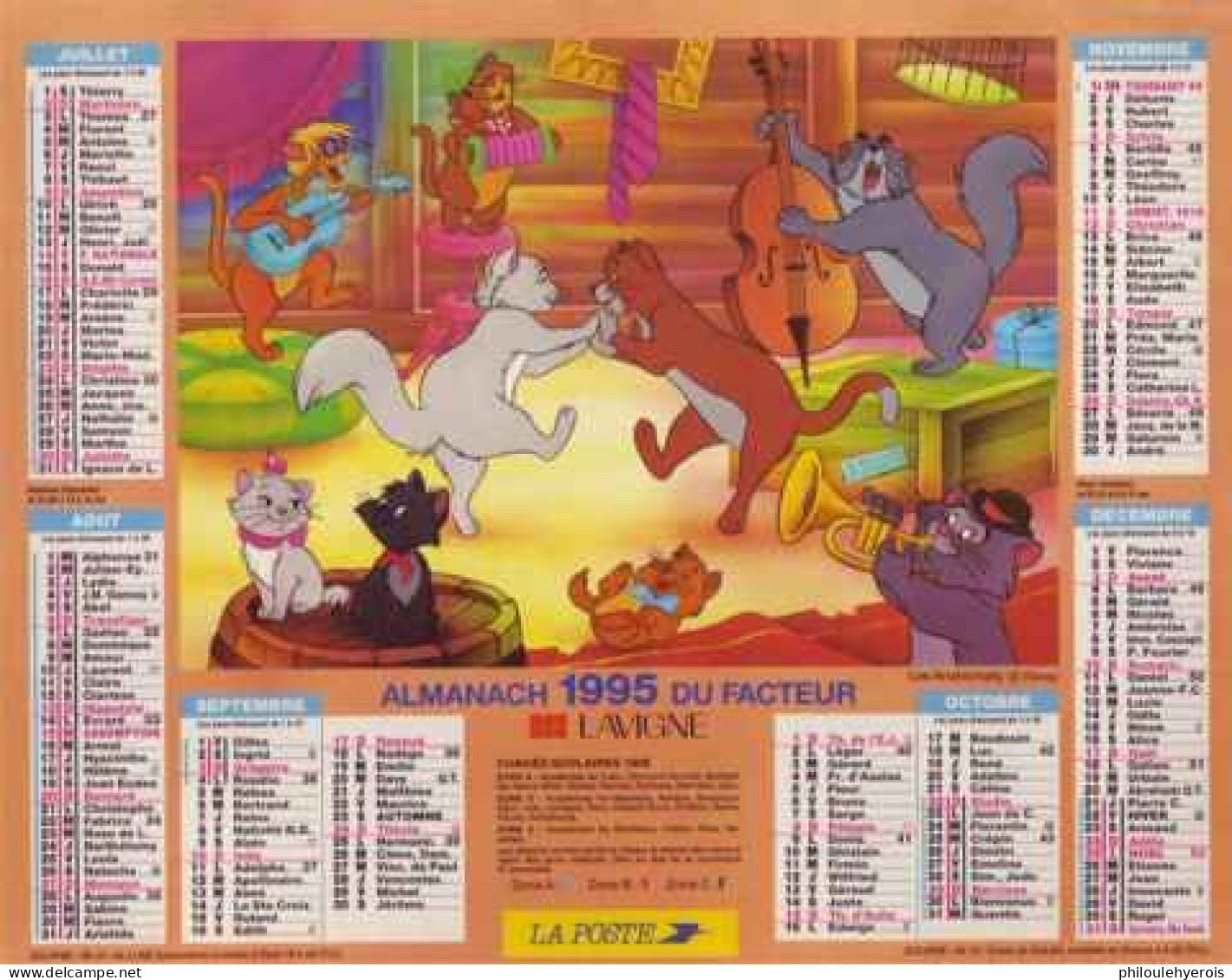 CALENDRIER 1995 LE ROI LION Et LES ARISTOCHATS  DISNEY - Groot Formaat: 1991-00