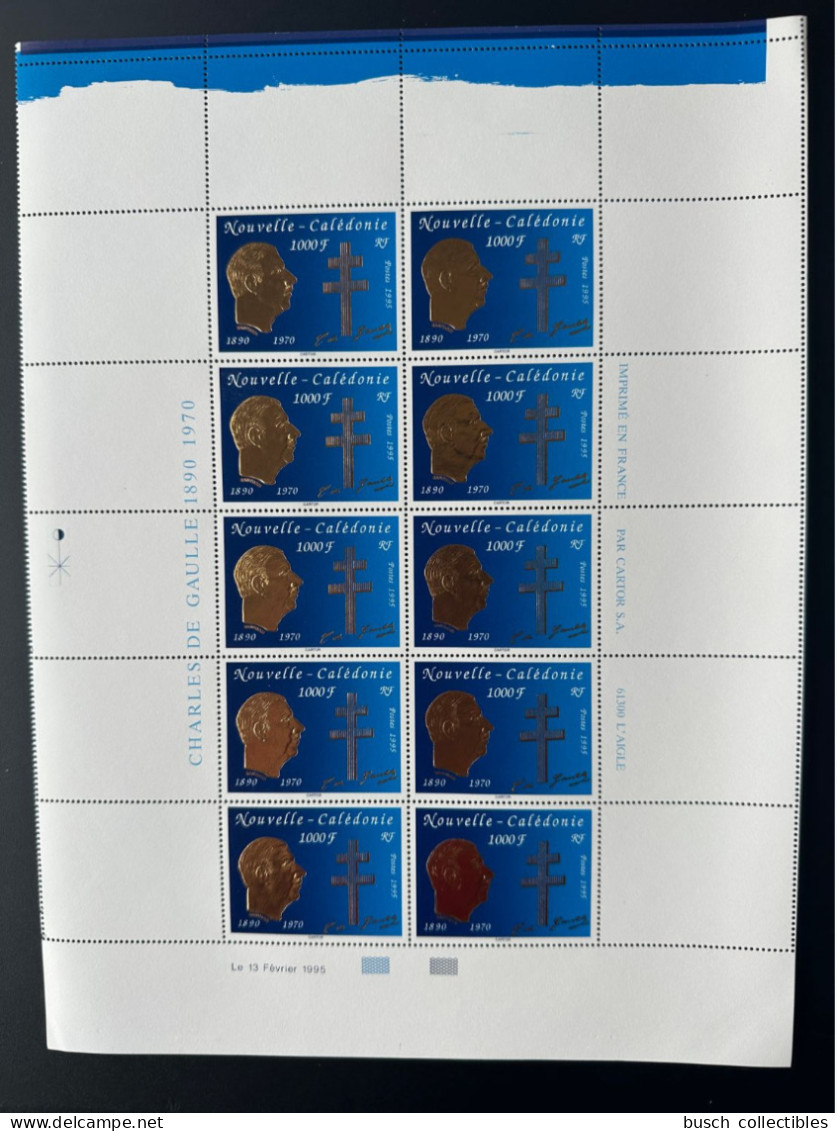 Nouvelle-Calédonie 1995 YT N°682 Feuille Non Coupée Ni Numérotée Mort Du Général Charles De Gaulle Gold Doré - Unused Stamps