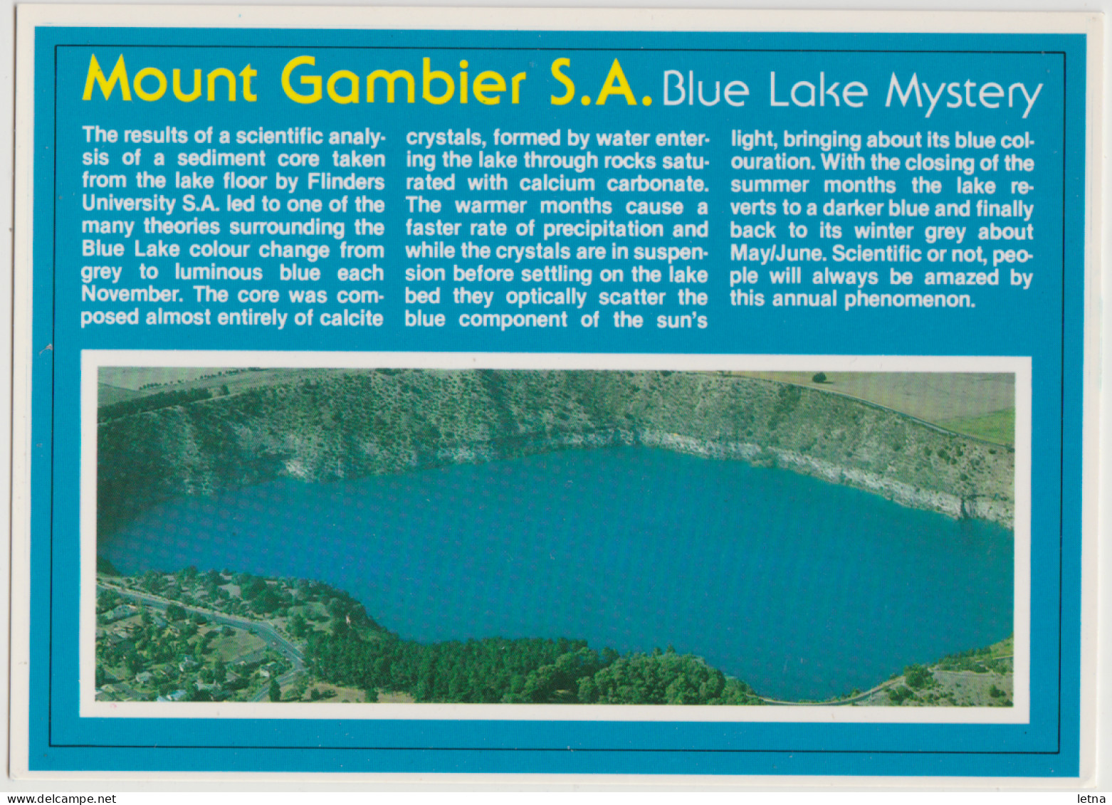 SOUTH AUSTRALIA SA Blue Lake Mystery MOUNT GAMBIER Nucolorvue 17MG083 Story Postcard C1980s - Mt.Gambier