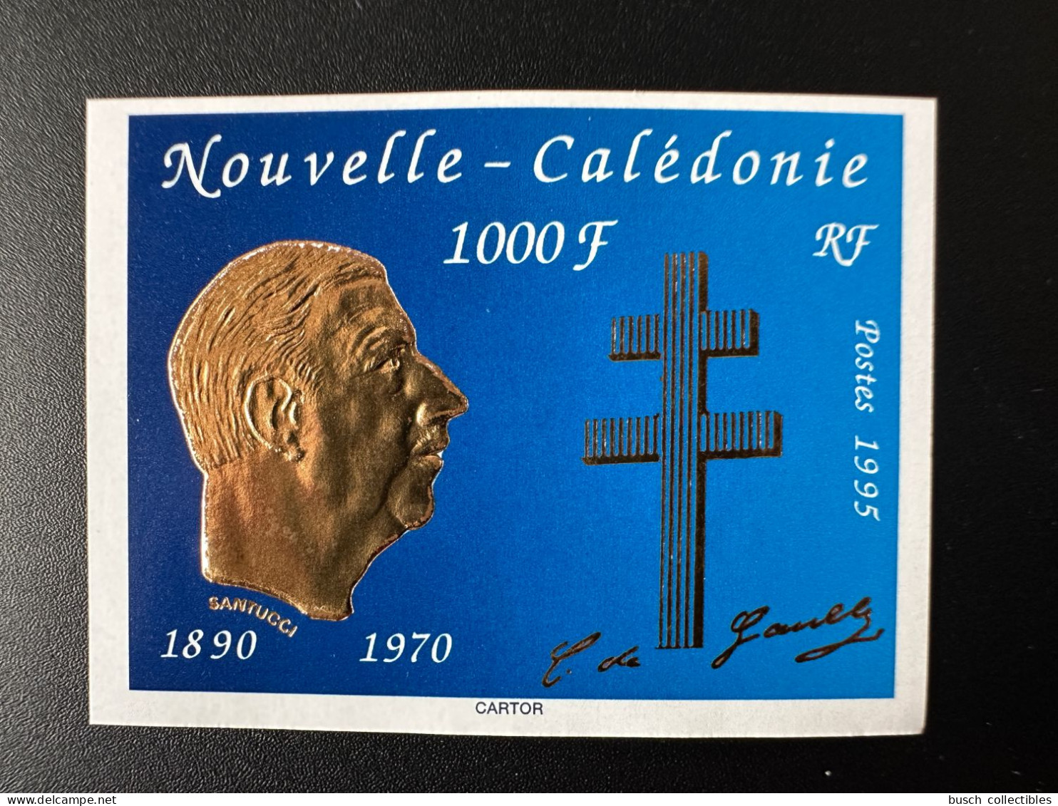 Nouvelle-Calédonie 1995 YT N°682 NON DENTELE IMPERF 25e Anniversaire De La Mort Du Général Charles De Gaulle Gold Doré - Unused Stamps