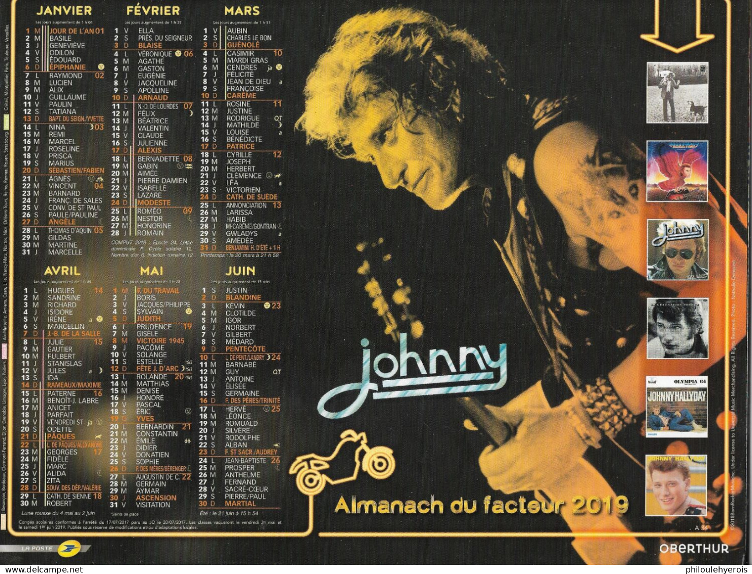 CALENDRIER 2019  JOHNNY HALLYDAY Chanteur - Grossformat : 2001-...