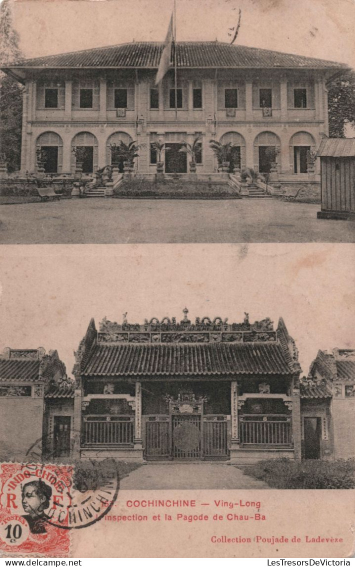 VIET NAM - Cochinchine - Ving Long - Inspection Et La Pagode De Chau Ba - Carte Postale Ancienne - Viêt-Nam