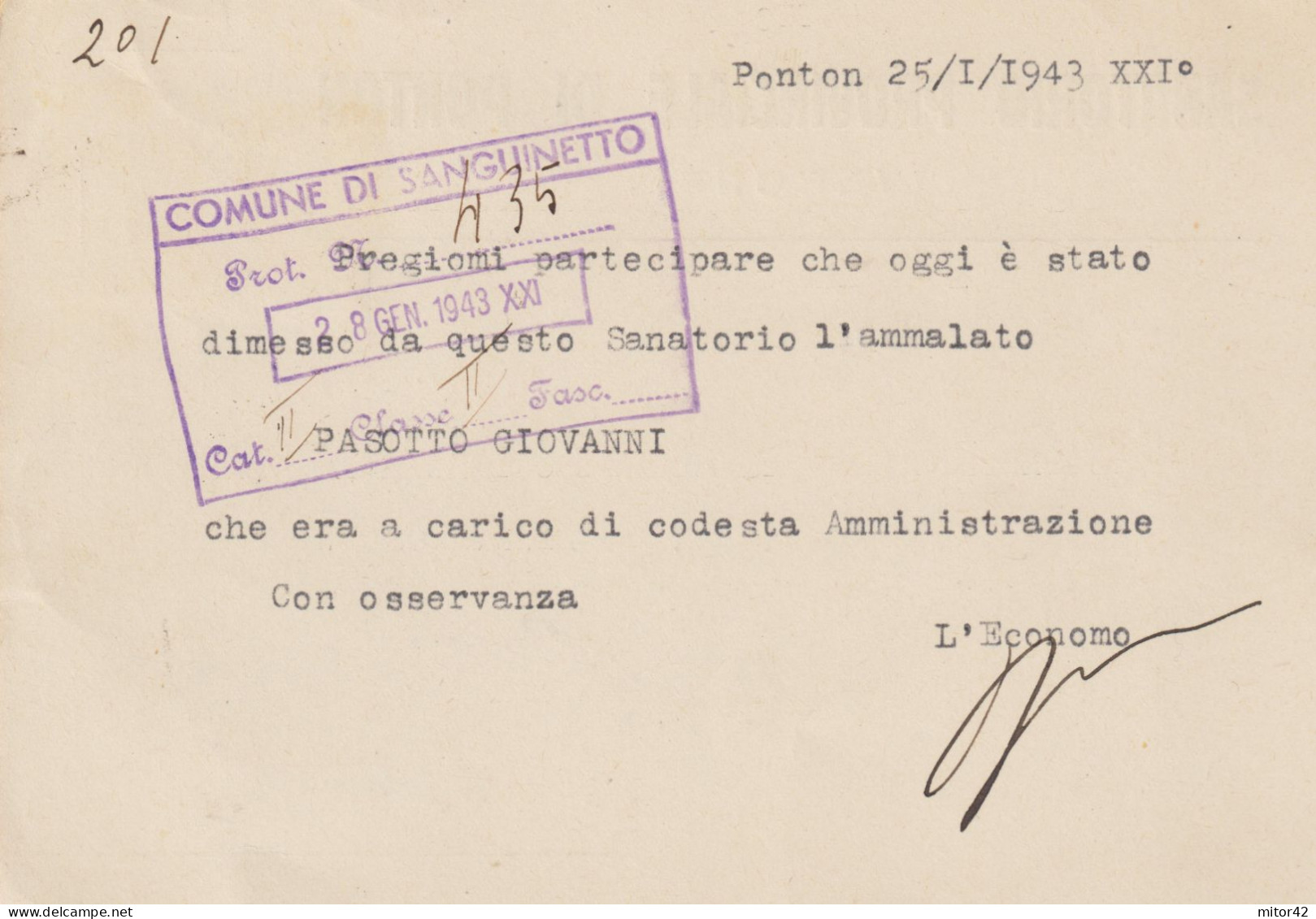 14*- 30c.-Propaganda Di Guerra:Tutto E Tutti...v.1943 Da Ponton/Verona A Sanguinetto - Oorlogspropaganda