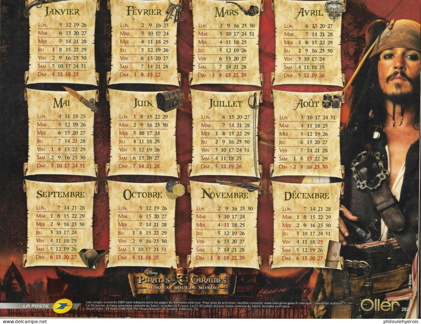 CALENDRIER 2009  PIRATES DES CARAIBES Film - Grossformat : 2001-...