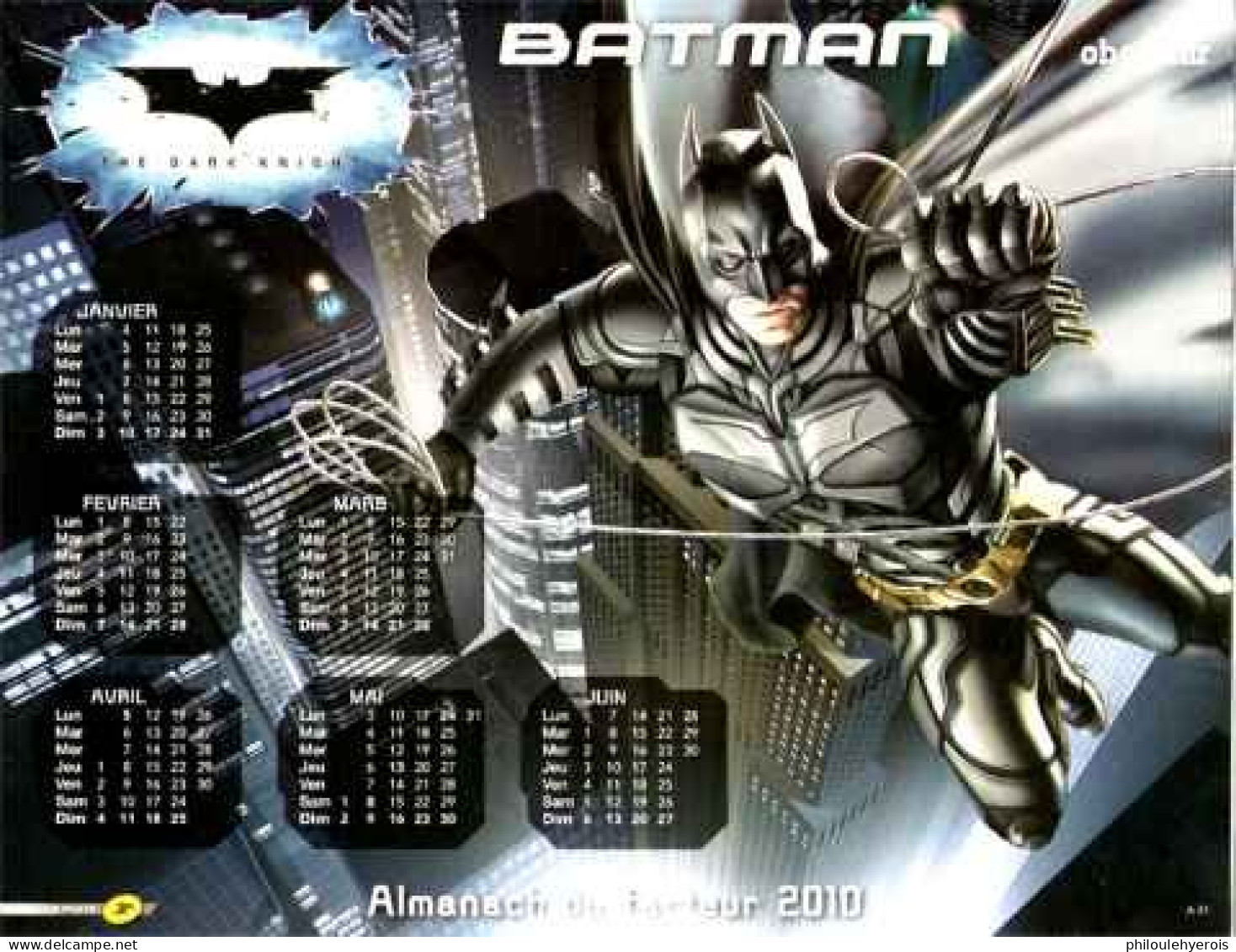 CALENDRIER 2010  BATMAN The Dark Knigth Film - Tamaño Grande : 2001-...