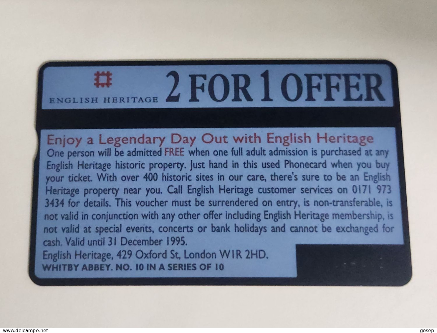 United Kingdom-(BTA122)-HERITAGE-Whitby Abbey-(216)(100units)(527H57509)price Cataloge3.00£-used+1card Prepiad Free - BT Emissions Publicitaires