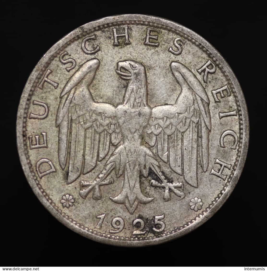 Allemagne / Germany, Weimar Republic, 1 Reichsmark , 1925 - J, Hamburg, Argent (Silver), SUP (AU), KM#44 - 1 Mark & 1 Reichsmark