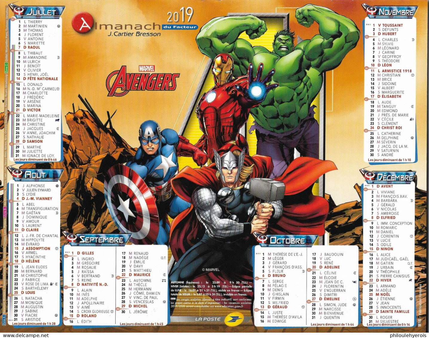 CALENDRIER 2019  AVENGERS  MARVEL - Big : 2001-...