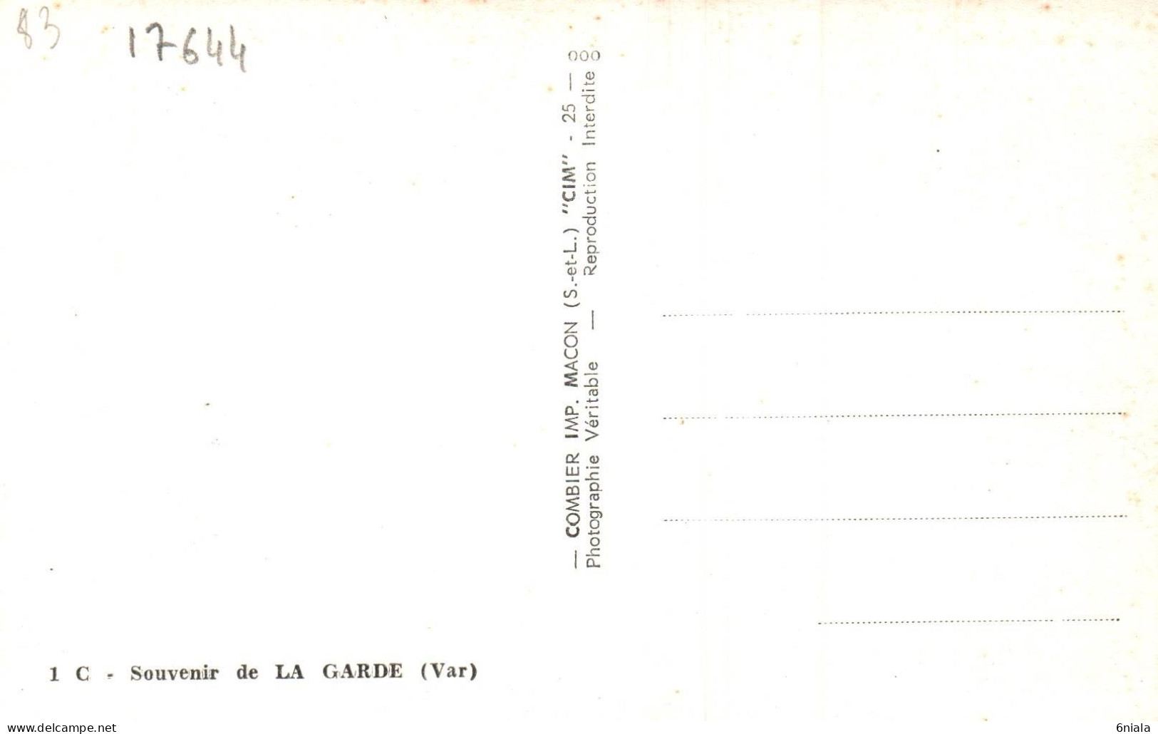 17644  Souvenir De LA GARDE          (2 Scans) 83 - La Garde