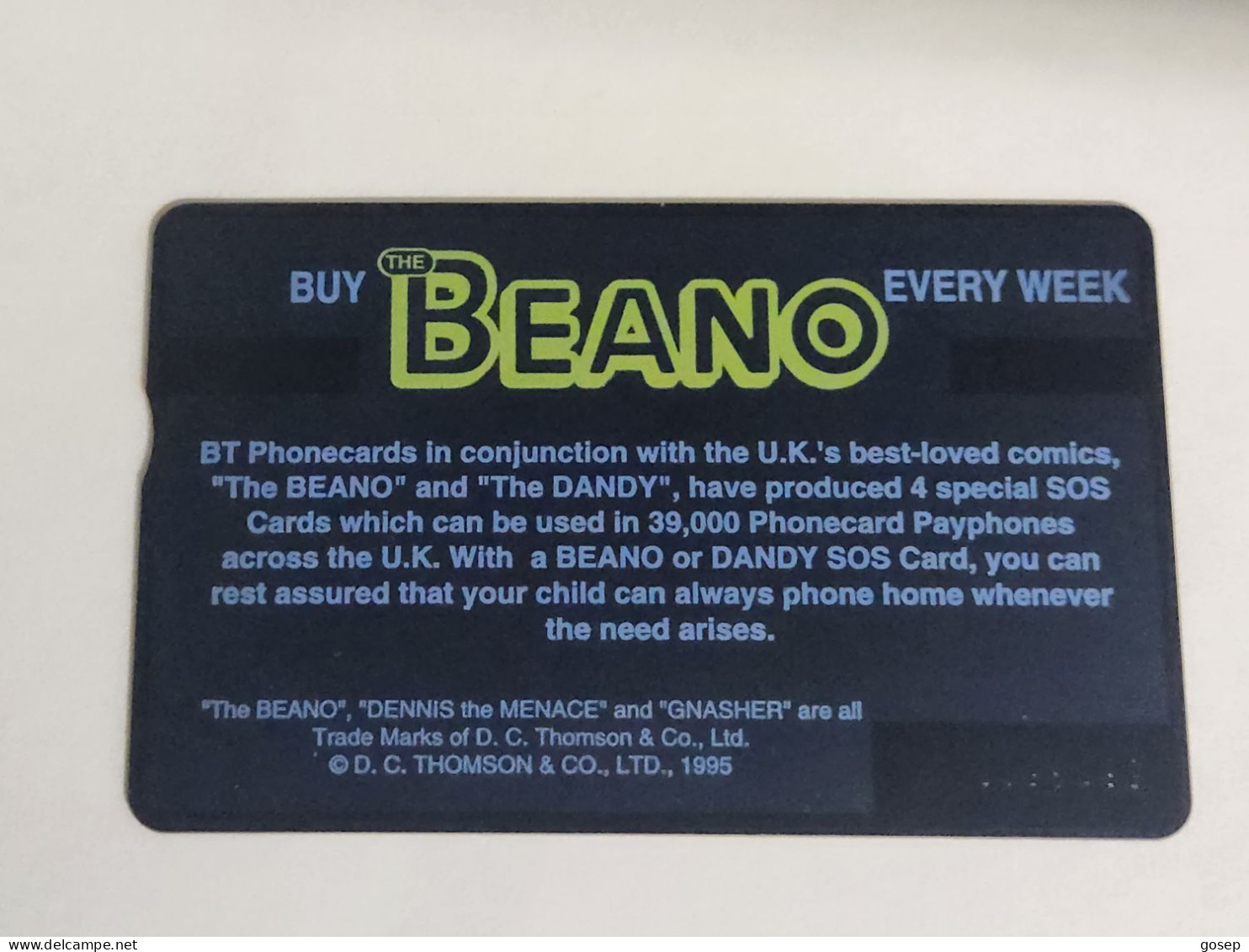 United Kingdom-(BTA123)-BEANO-1dennis-(218)(20units)(567G53700)price Cataloge1.00£-used+1card Prepiad Free - BT Werbezwecke