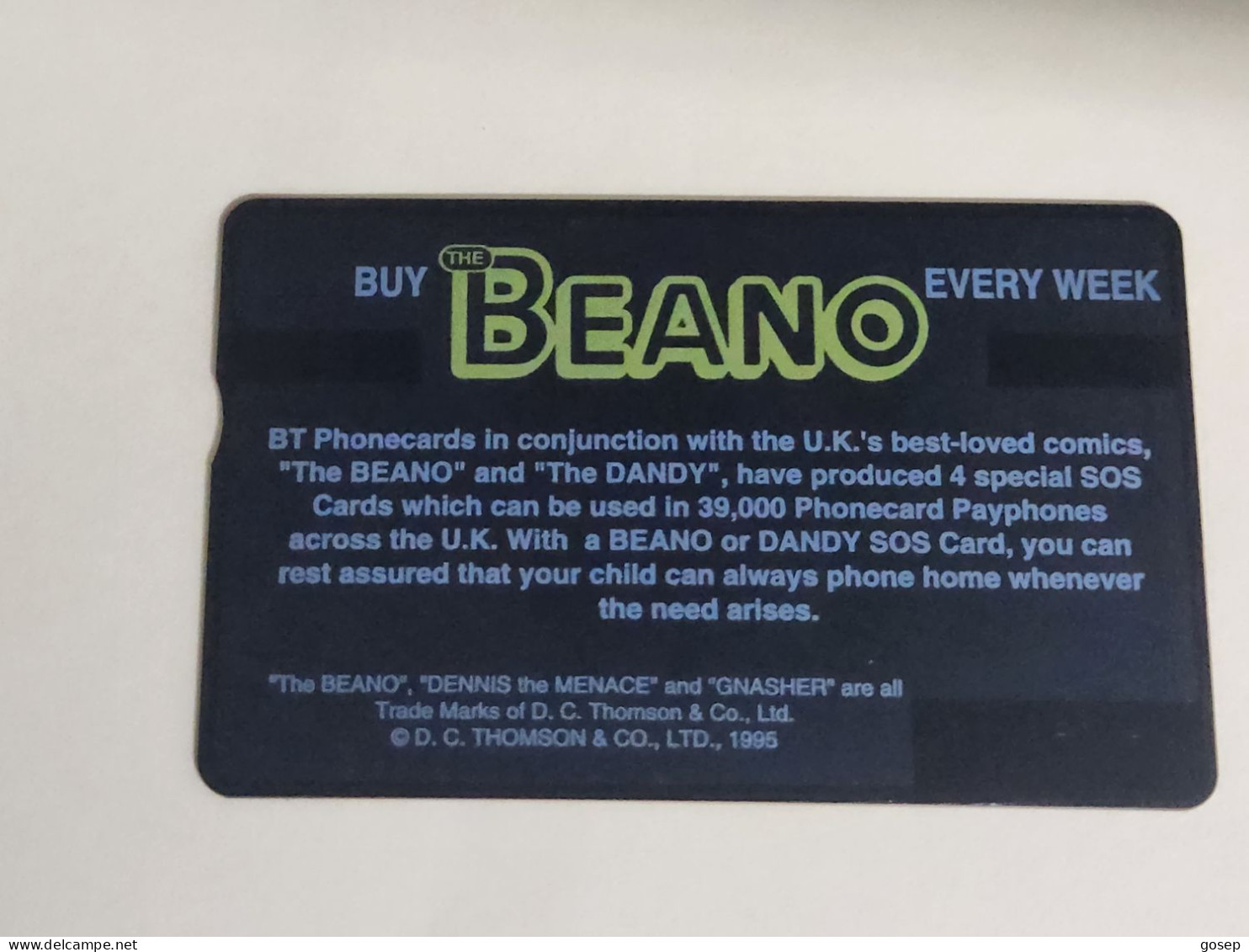 United Kingdom-(BTA123)-BEANO-1dennis-(219)(20units)(508F60030)price Cataloge1.00£-used+1card Prepiad Free - BT Werbezwecke