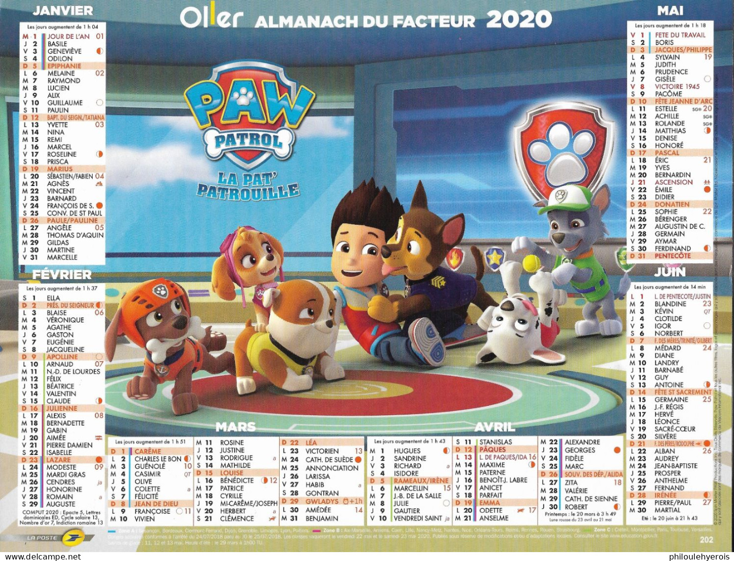 CALENDRIER 2020  LA PAT PATROUILLE Paw Patrol - Formato Grande : 2001-...