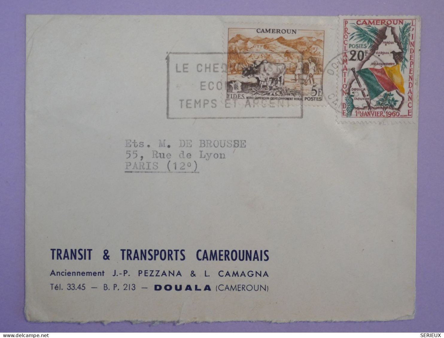 BS18 CAMEROUN  BELLE LETTRE PRIVEE 1960 PAR AVION DOUALA  A PARIS FRANCE +  + AFFR.INTERESSANT++ ++ - Storia Postale