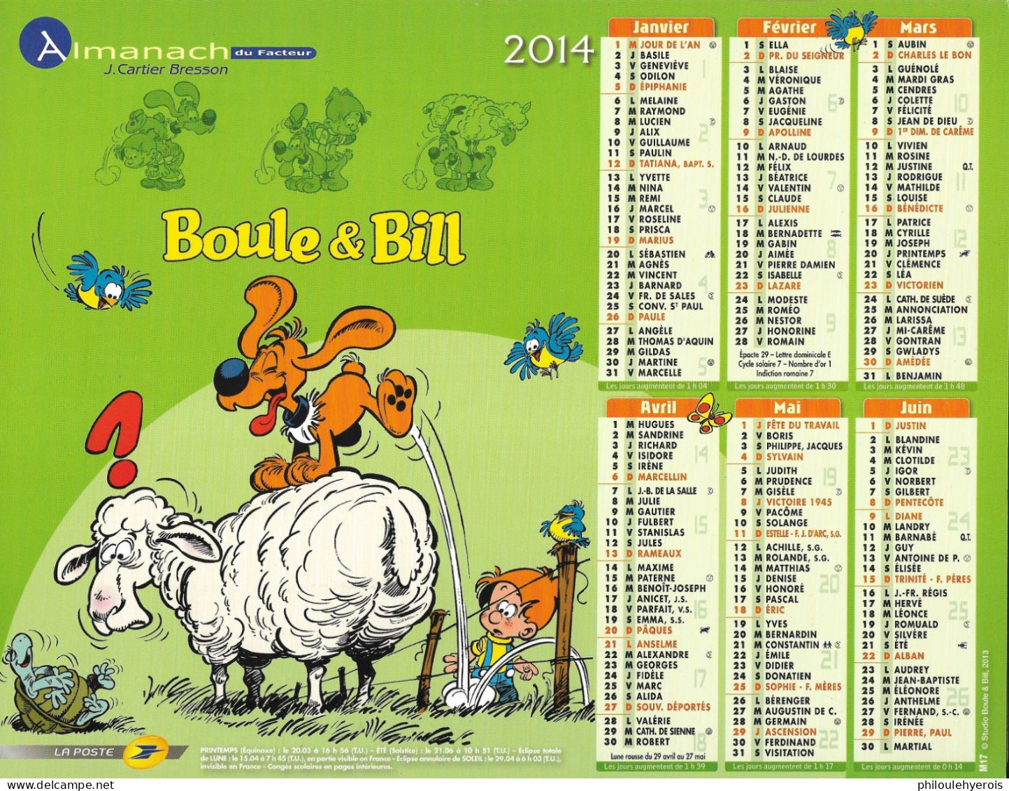 CALENDRIER 2014  BOULE ET BILL - Grand Format : 2001-...