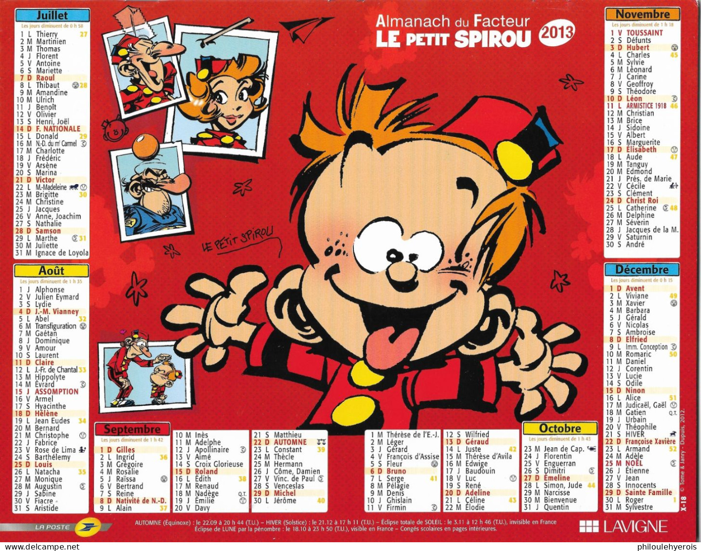 CALENDRIER 2013  LE PETIT SPIROU  Dupuis - Tamaño Grande : 2001-...