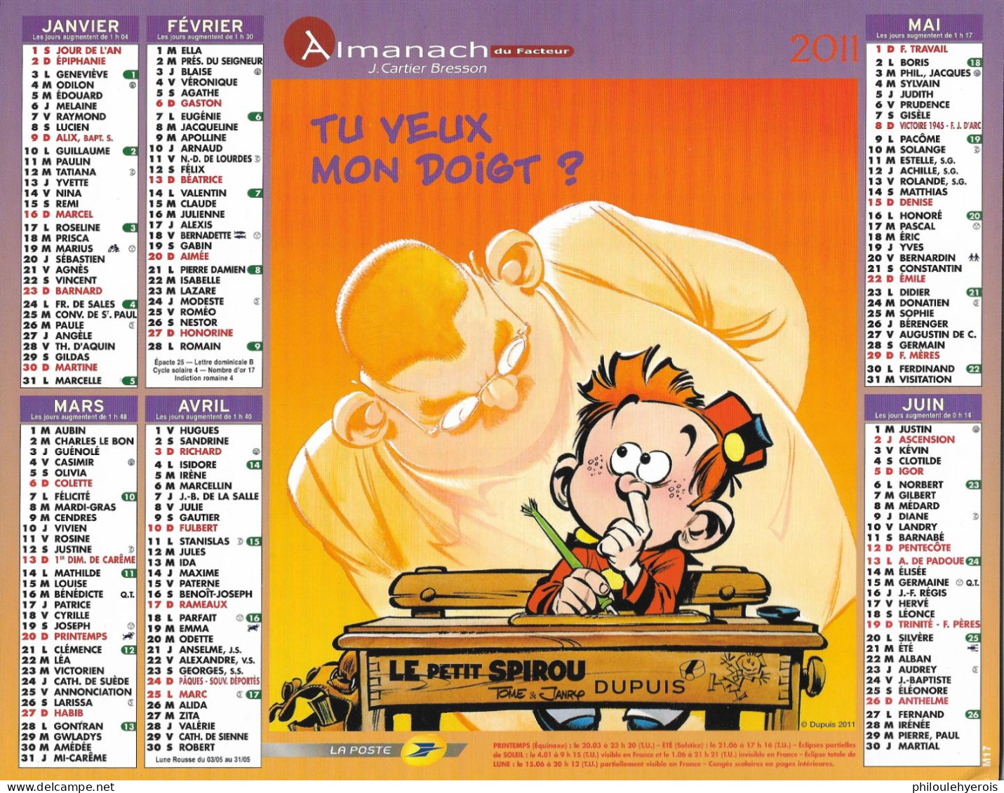 CALENDRIER 2011  LE PETIT SPIROU Dupuis - Grand Format : 2001-...