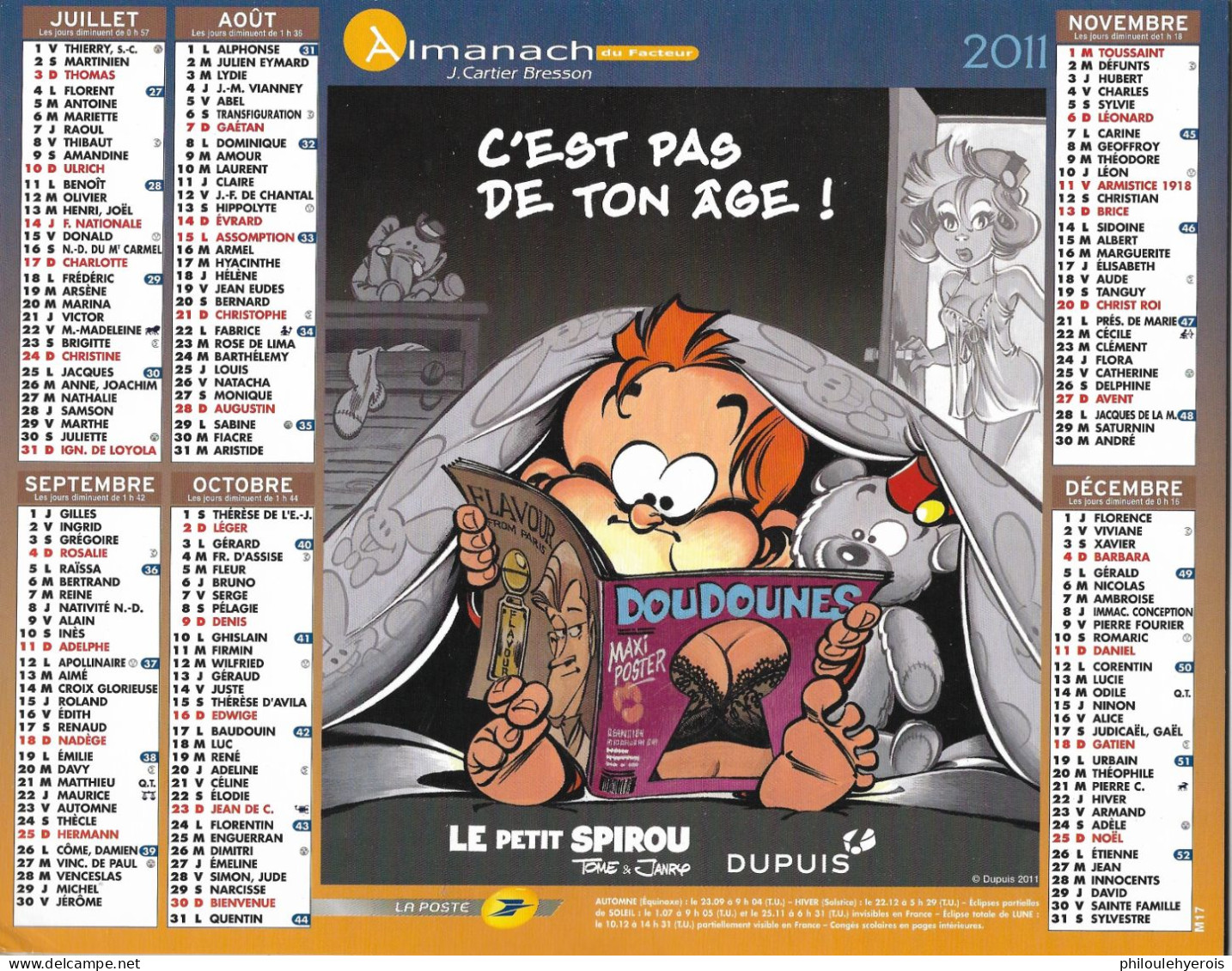 CALENDRIER 2011  LE PETIT SPIROU Dupuis - Grand Format : 2001-...