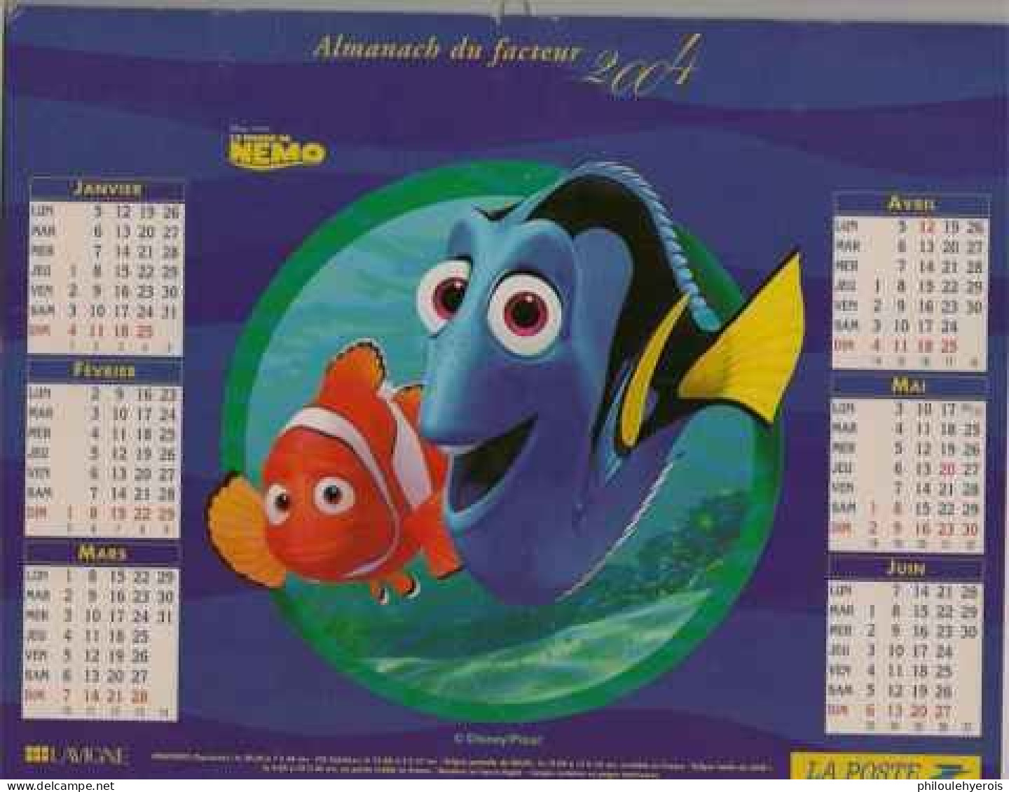 CALENDRIER 2004 NEMO  DISNEY-PIXAR - Groot Formaat: 2001-...