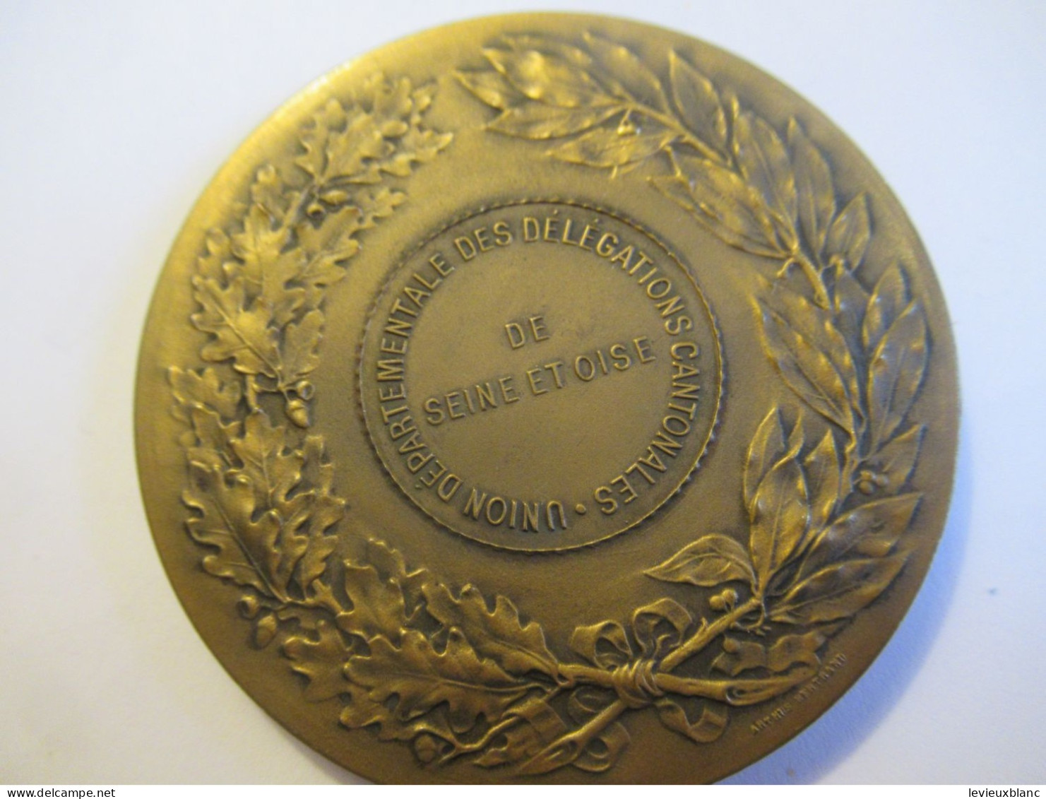 Médaille De Table/ Bronze/UNION Départementale Des Délégations Cantonales/ Seine & Oise/Vers 1920-1950         MED435 - Altri & Non Classificati