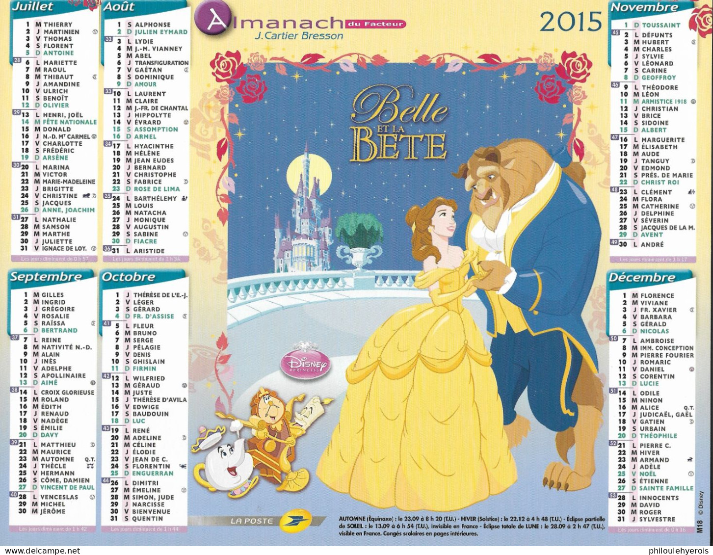 CALENDRIER 2015 ALADIN Et LA BELLE ET LA BETE  DISNEY - Grossformat : 2001-...