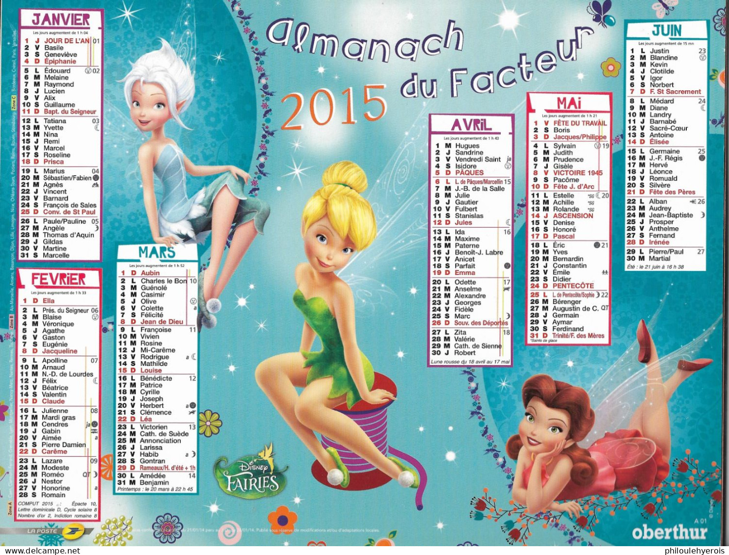 CALENDRIER 2015 PETER PAN Et FAIRIES  DISNEY - Grossformat : 2001-...