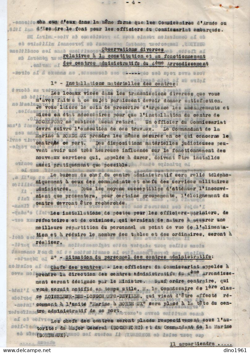 VP22.040 - MILITARIA - PARIS 1918 - Guerre 14/18 - Lettre Du Ministère De La Marine à Mr Le Vice - Amiral à ROCHEFORT - Dokumente