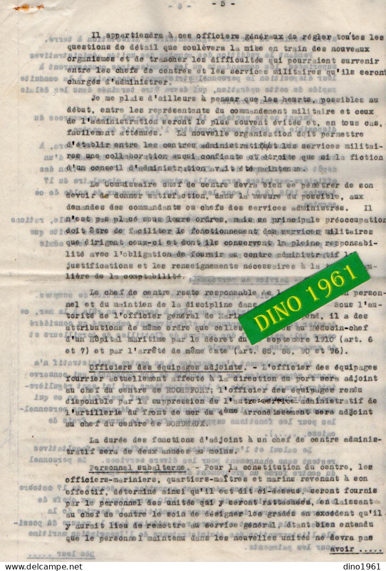 VP22.040 - MILITARIA - PARIS 1918 - Guerre 14/18 - Lettre Du Ministère De La Marine à Mr Le Vice - Amiral à ROCHEFORT - Documenti