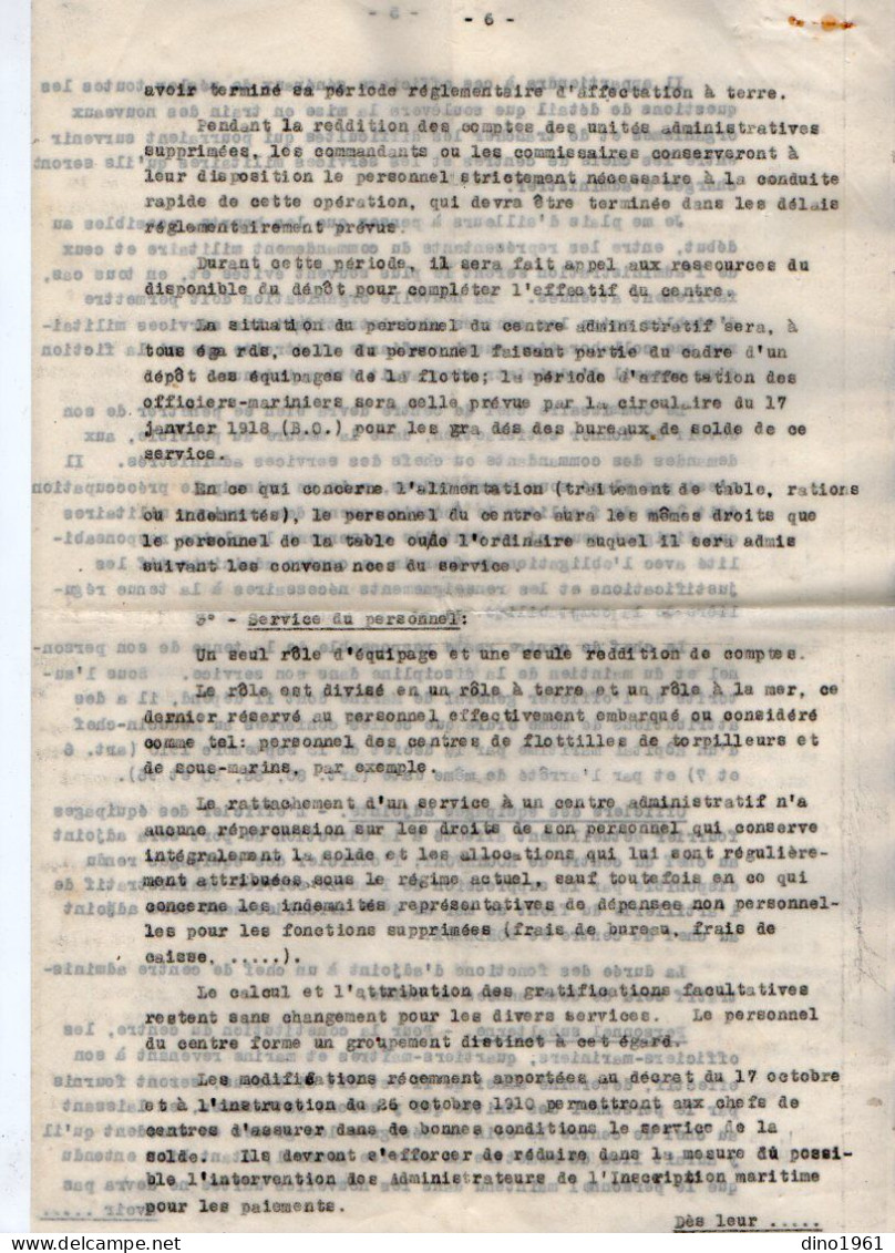 VP22.040 - MILITARIA - PARIS 1918 - Guerre 14/18 - Lettre du Ministère de la Marine à Mr le Vice - Amiral à ROCHEFORT