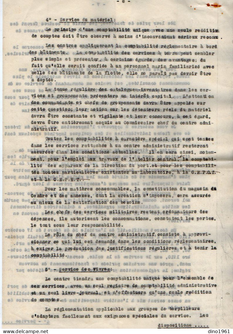 VP22.040 - MILITARIA - PARIS 1918 - Guerre 14/18 - Lettre du Ministère de la Marine à Mr le Vice - Amiral à ROCHEFORT