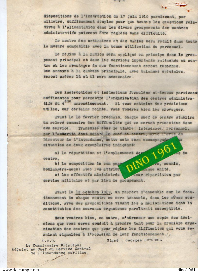 VP22.040 - MILITARIA - PARIS 1918 - Guerre 14/18 - Lettre du Ministère de la Marine à Mr le Vice - Amiral à ROCHEFORT
