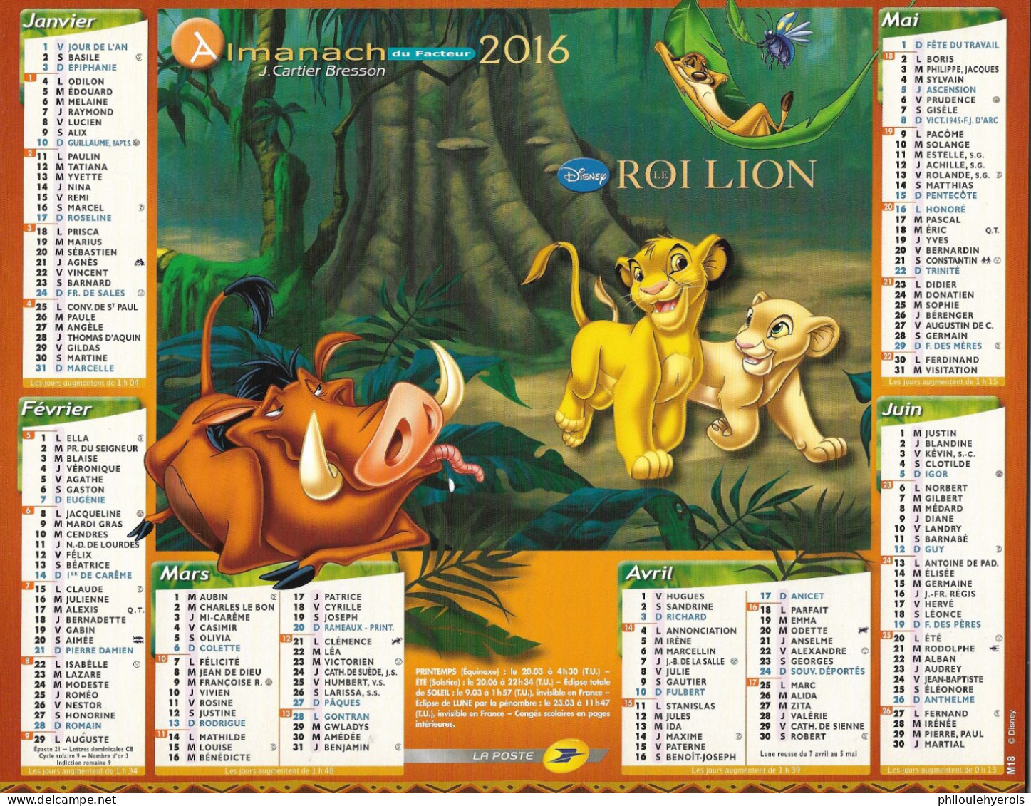 CALENDRIER 2016 LE ROI LION Et 101 DALMATIENS  DISNEY - Groot Formaat: 2001-...