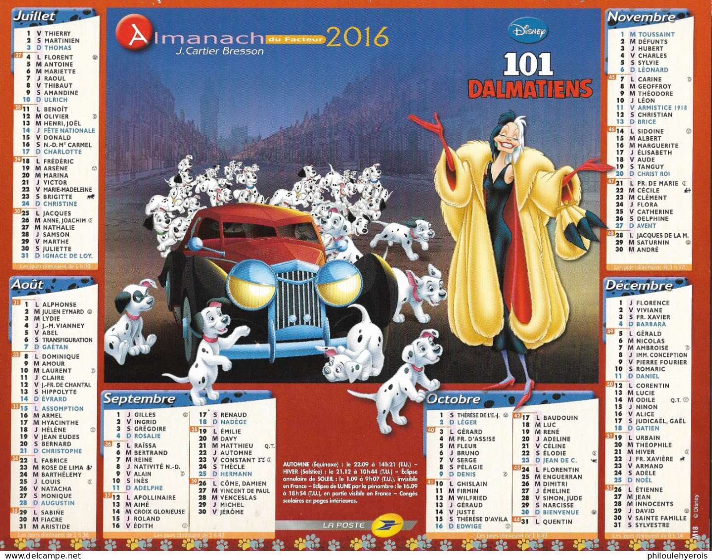 CALENDRIER 2016 LE ROI LION Et 101 DALMATIENS  DISNEY - Groot Formaat: 2001-...