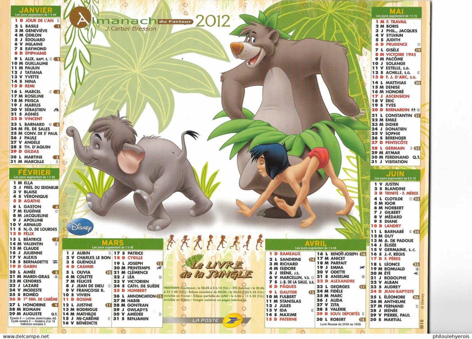 CALENDRIER 2012 LE ROI LION Et LE LIVRE DE LA JUNGLE  DISNEY - Groot Formaat: 2001-...