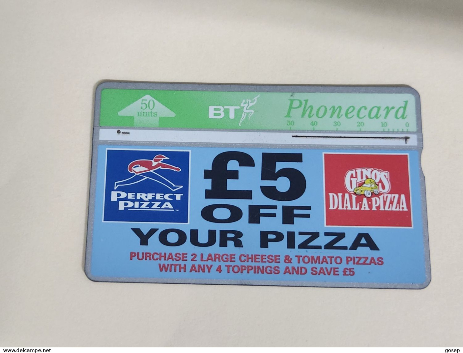 United Kingdom-(BTA133)-PERFECT PIZZA-(231)(50units)(549C05914)price Cataloge1.00£-used+1card Prepiad Free - BT Edición Publicitaria