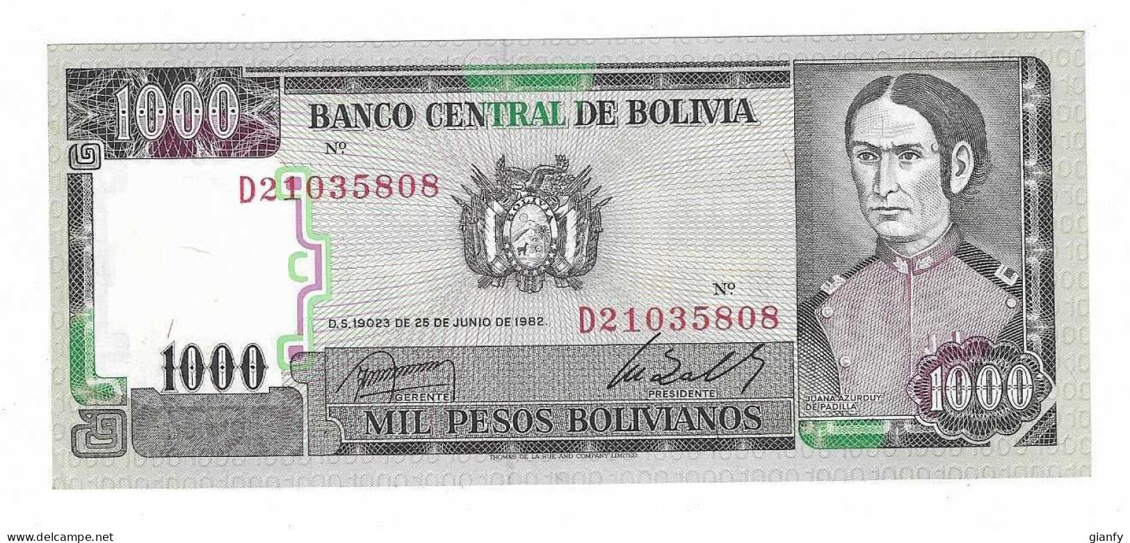 BOLIVIA 1000 PESOS 1982 - Bolivië