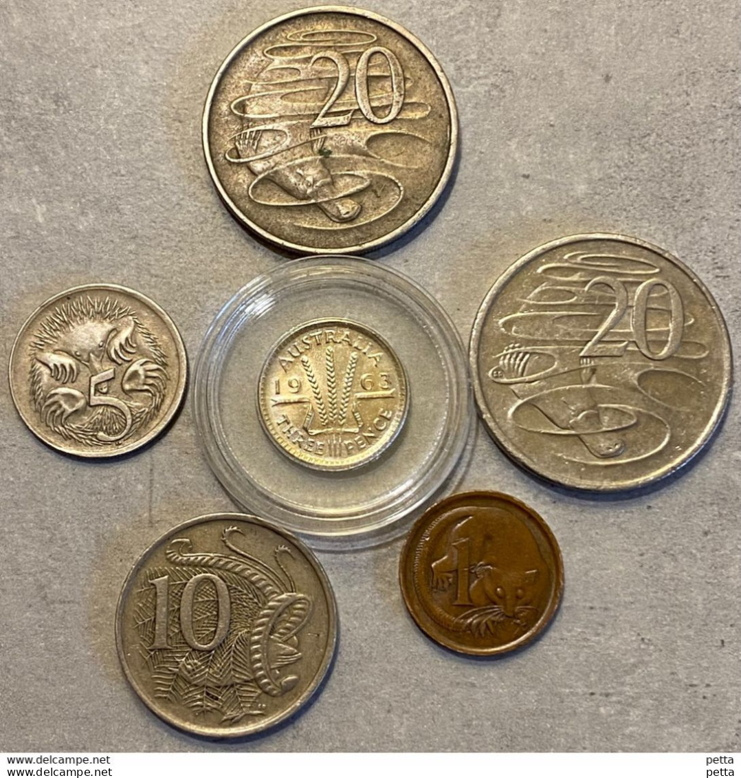 Lot De 6 Monnaies D’Australie Différentes Dont 1 UNC Sous Capsule …. Vendu En L’état (35) - Andere & Zonder Classificatie