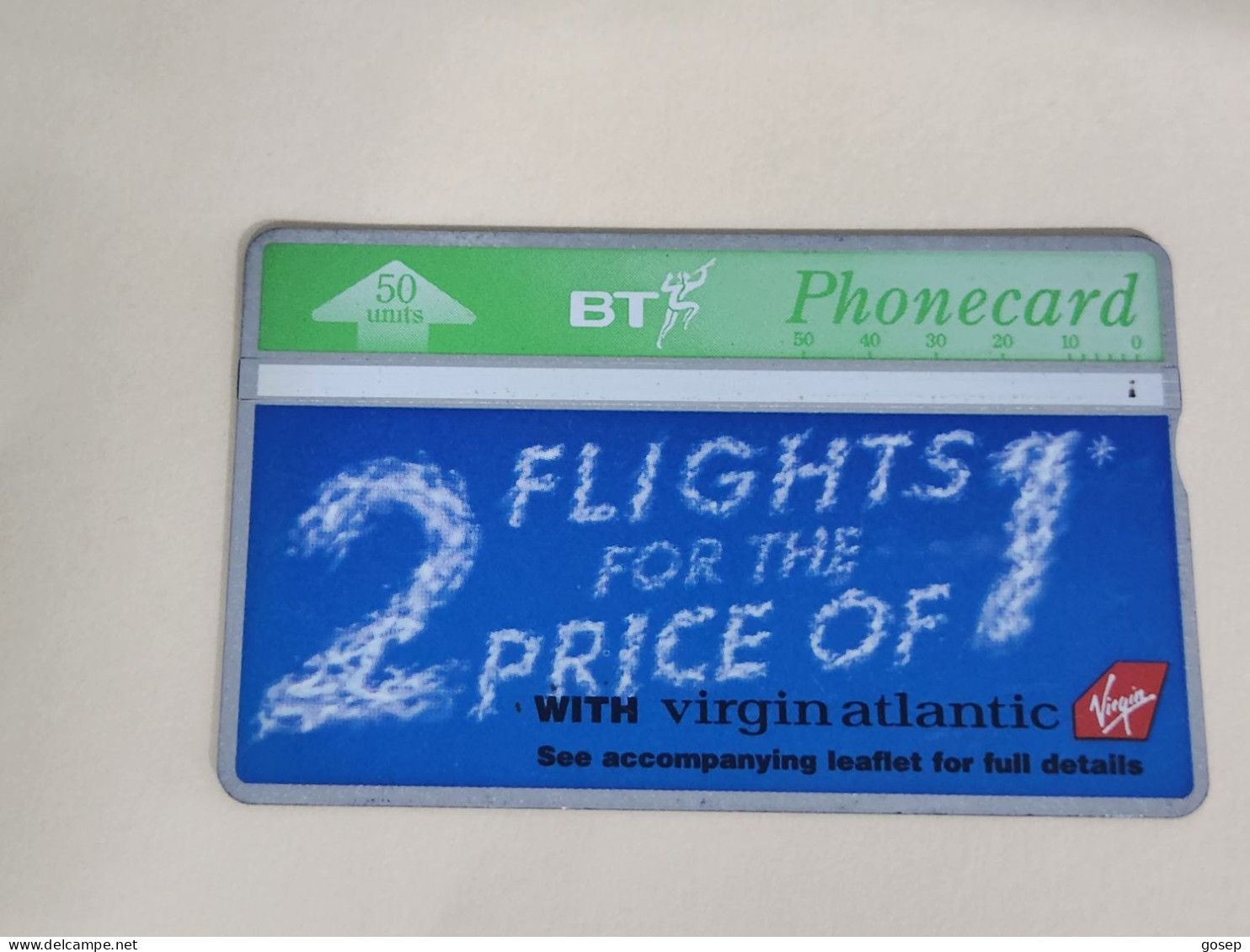 United Kingdom-(BTA142)-VIRGIN ATLANTIC-(232)(50units)(570G86613)price Cataloge1.00£-used+1card Prepiad Free - BT Emissions Publicitaires