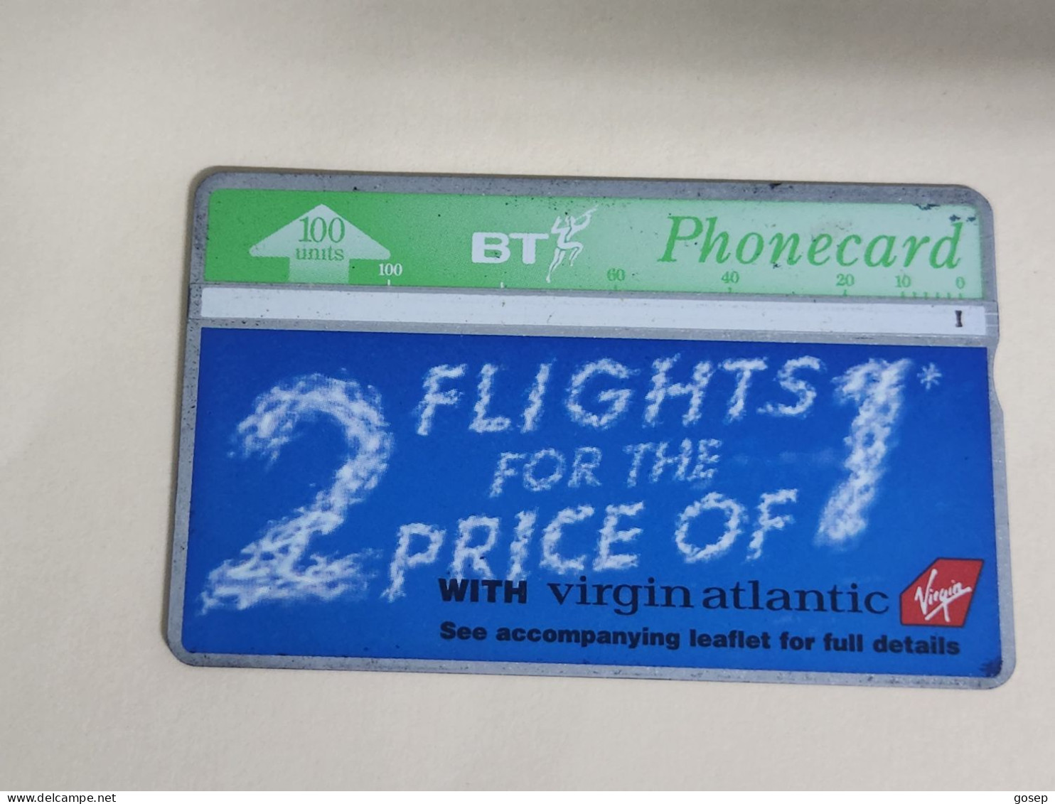 United Kingdom-(BTA143)-VIRGIN ATLANTIC-(233)(100units)(510F53286)price Cataloge1.00£-used+1card Prepiad Free - BT Emissioni Pubblicitarie