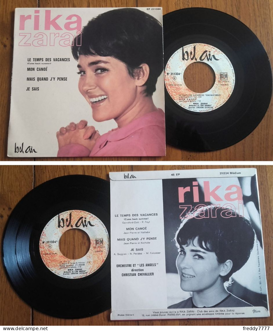 RARE French EP 45t RPM BIEM (7") RIKA ZARAÏ W/ Les ANGELS «Le Temps Des Vacances» (1965) - Verzameluitgaven