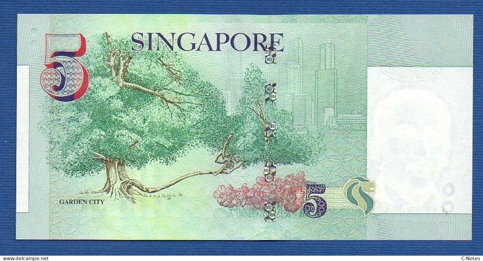 SINGAPORE - P.39 – 5 Dollars ND 1999 UNC, S/n 0BA881352 - Singapour
