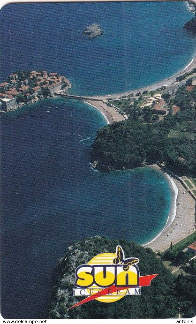 MONTENEGRO(chip) - Pilot Pens/SUN Ice Cream, Coast Of Montenegro, CN : 0101 120000(the Last Card), 50000ex, 06/01, Used - Montenegro