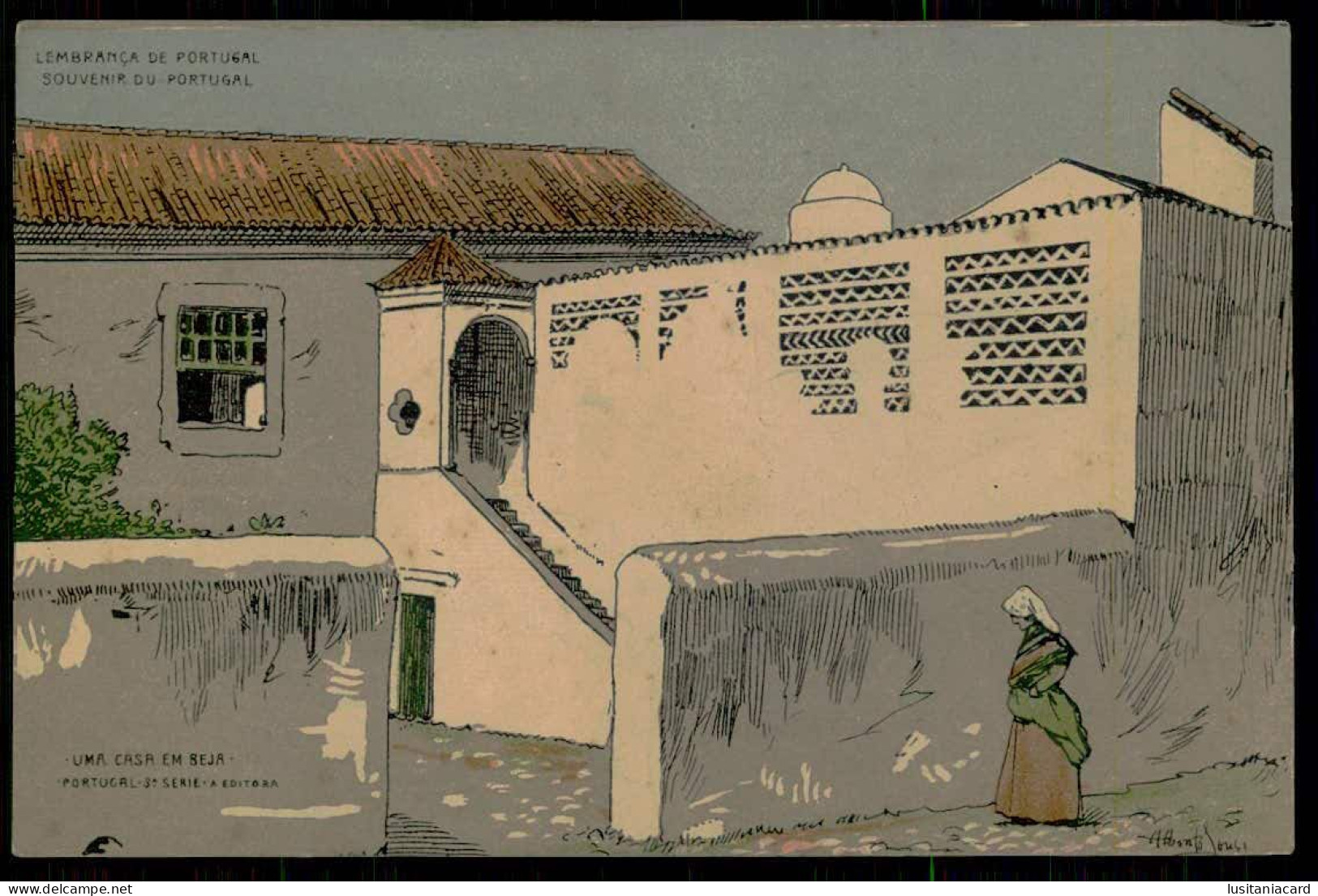 BEJA -  Lembrança De Portugal - Uma Casa Em Beja.  (3ª Série«A Editora»)(Alberto Souza) Carte Postale - Beja