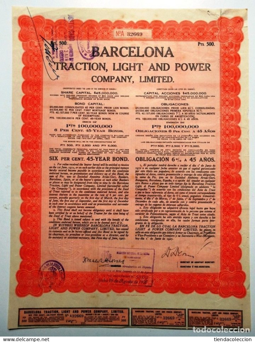 Barcelona Traction Light And Power Company Limited (1927) - Transports