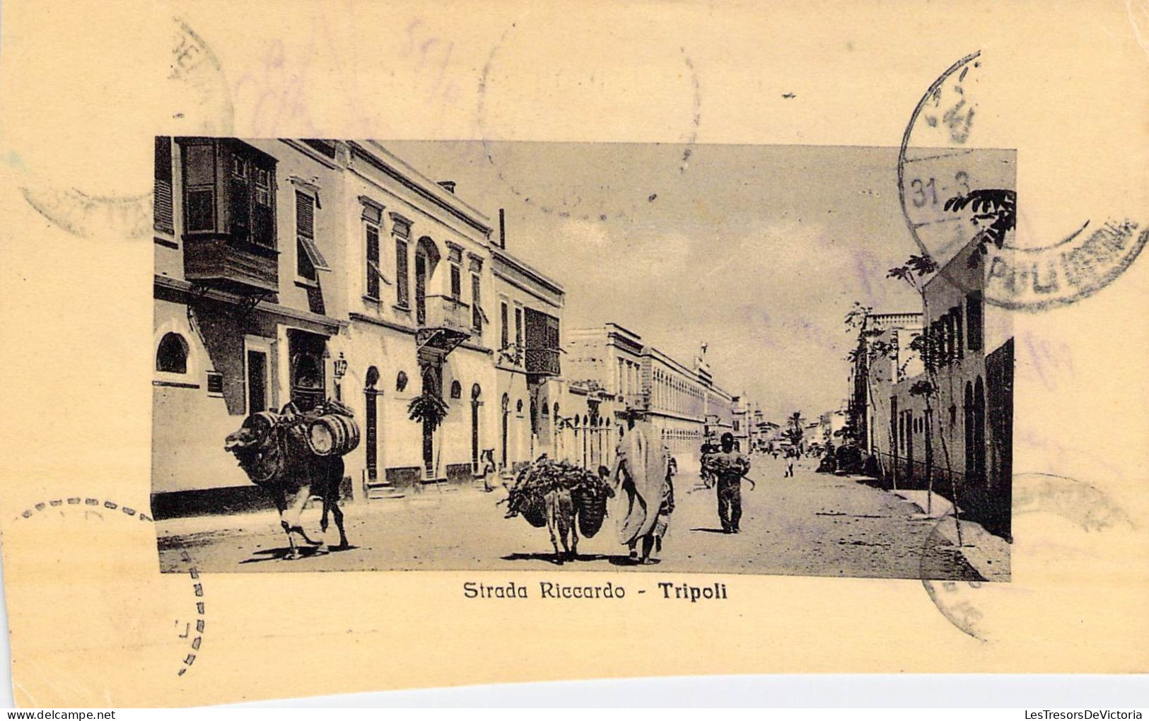 Libye - Strada Riccardo - Tripoli - Animé - Ane - Fototipia Alterocca - Carte Postale Ancienne - Libia