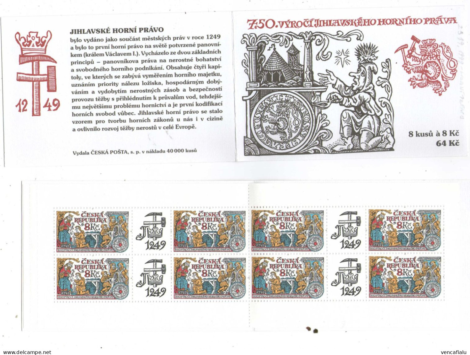 Czech Republic - 750 Years King's Mining In Jihlava (Iglau) , Booklet ( BKL ) With MNH Stamps With Cupons - Autres & Non Classés