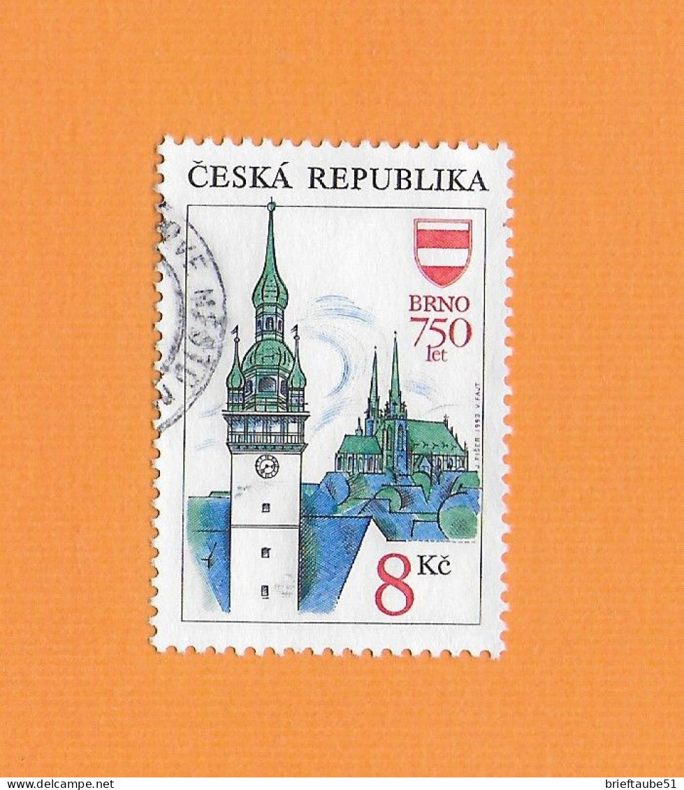 CZECH REPUBLIC 1993 Gestempelt°Used  MiNr.9 "750 Jahre Stadt Brünn # Rathausturm # Dom Peter Und Paul" - Used Stamps