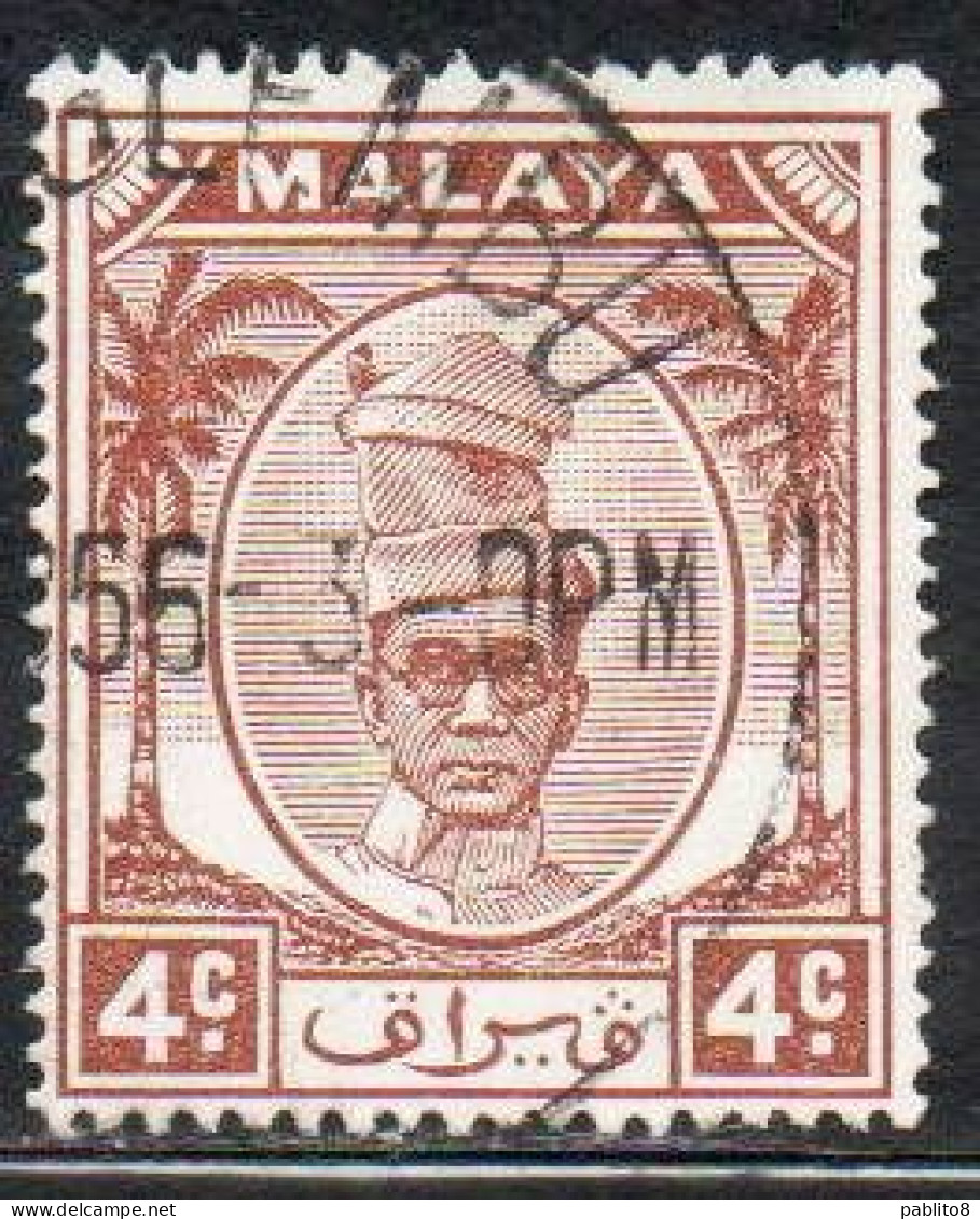 MALAYA PERAK MALESIA 1950 SULTAN YUSSUF IZZUDIN SHAH 4c USED USATO OBLITERE' - Perak