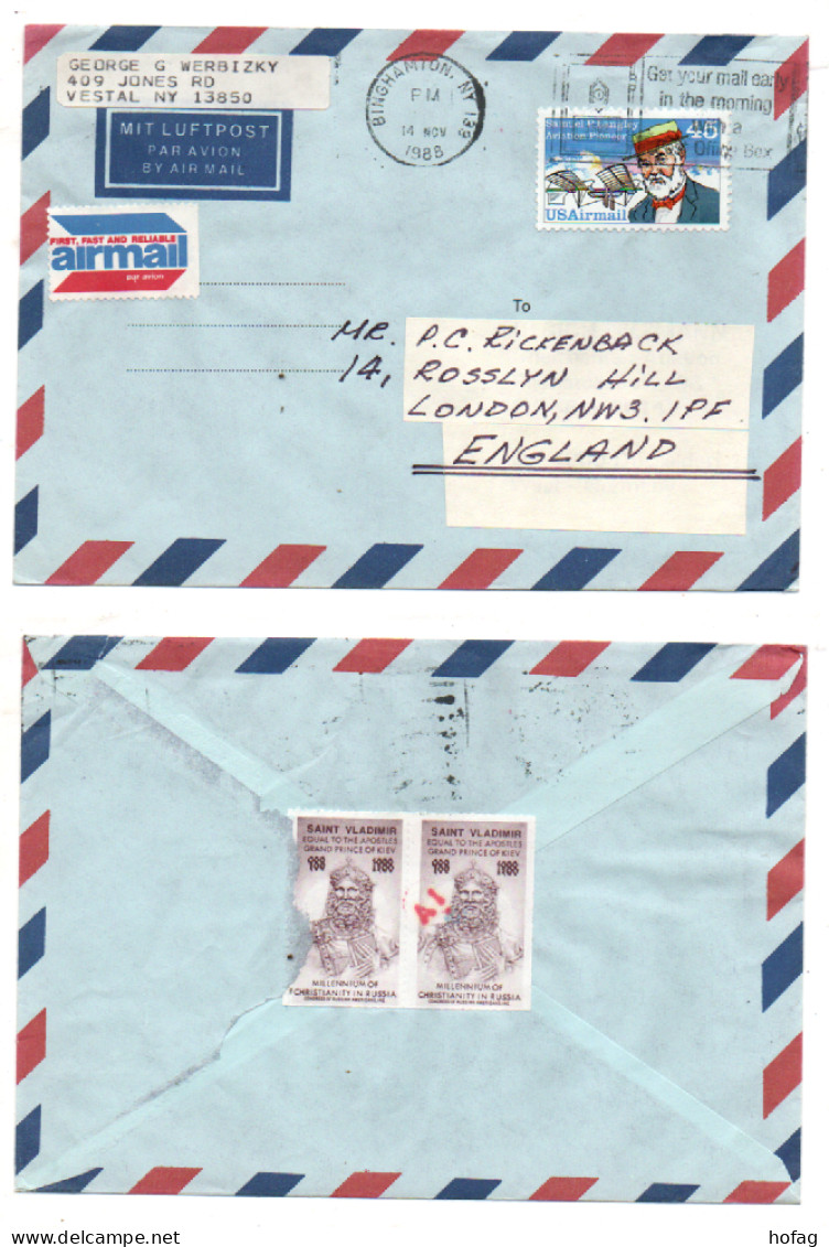 USA 1988 Luftpost Air Mail Letter MiNr.: 1977 Langley Nach London Avion Scott: C118 YT: PA112 Sg: A2348 - 1981-00