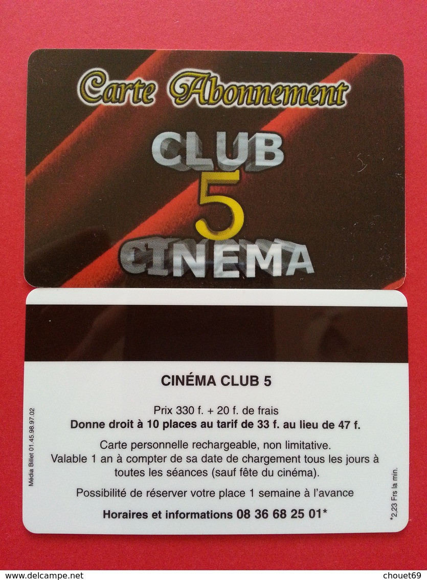 Cinécarte Carte Club 5 Carte Abonnement Sans Numéro Au Recto  (BC0415 - Biglietti Cinema