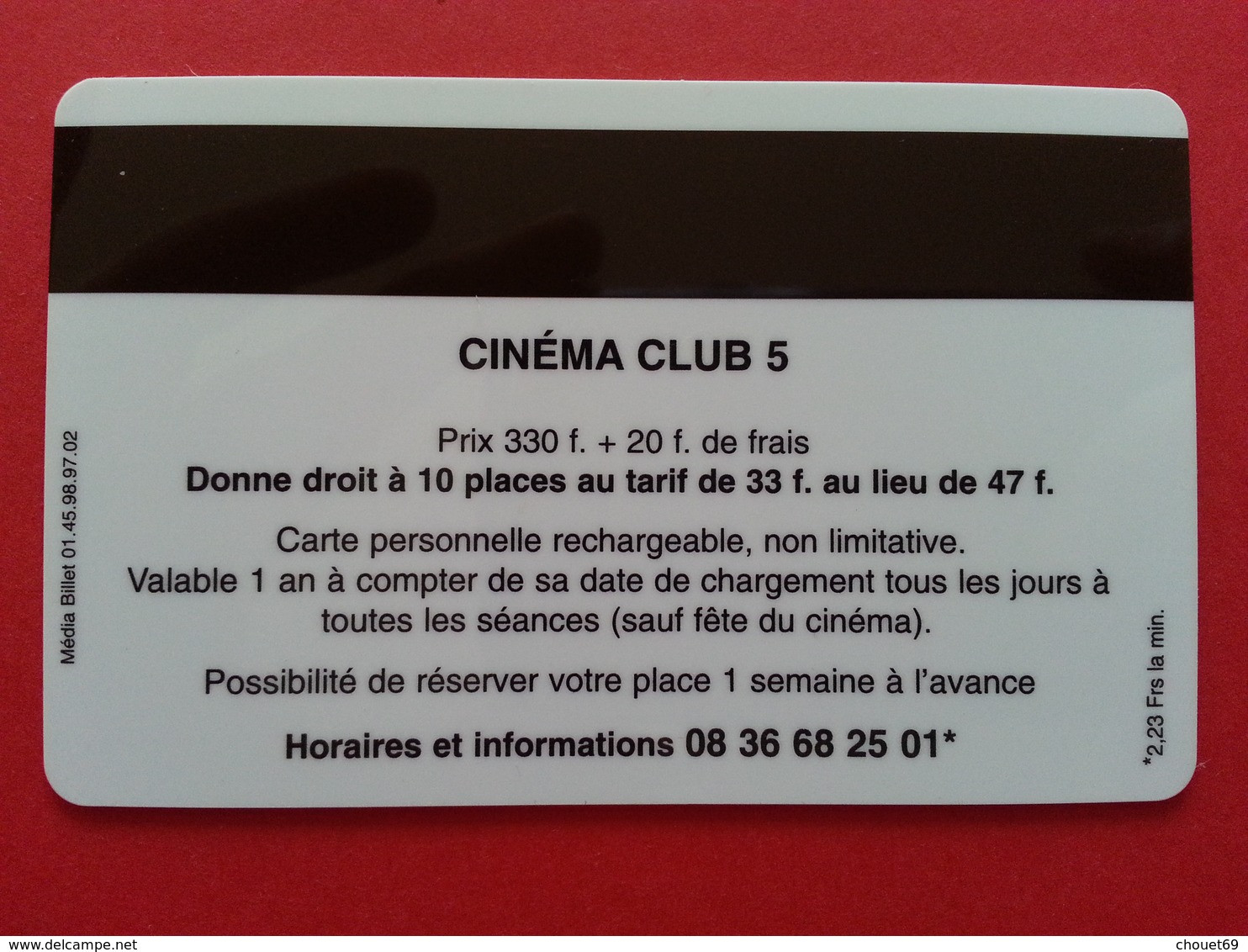 Cinécarte Carte Club 5 Carte Abonnement Sans Numéro Au Recto  (BC0415 - Bioscoopkaarten